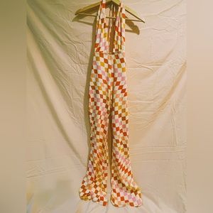 60s-70s flared halter jumpsuit(new)